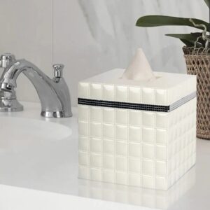 Square Resin Tissue Box Cover — White