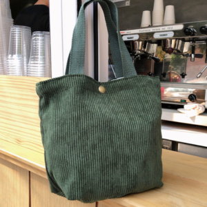 Mini Corduroy Tote — Dark Green