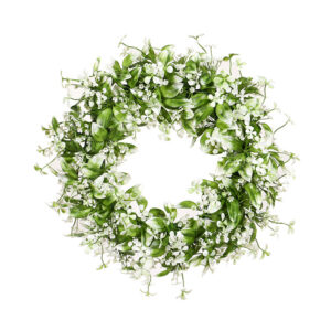 White-Flower Faux Wreath — 45 cm