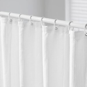 Waffle-Weave Shower Curtain — White, 72 × 72 Inches