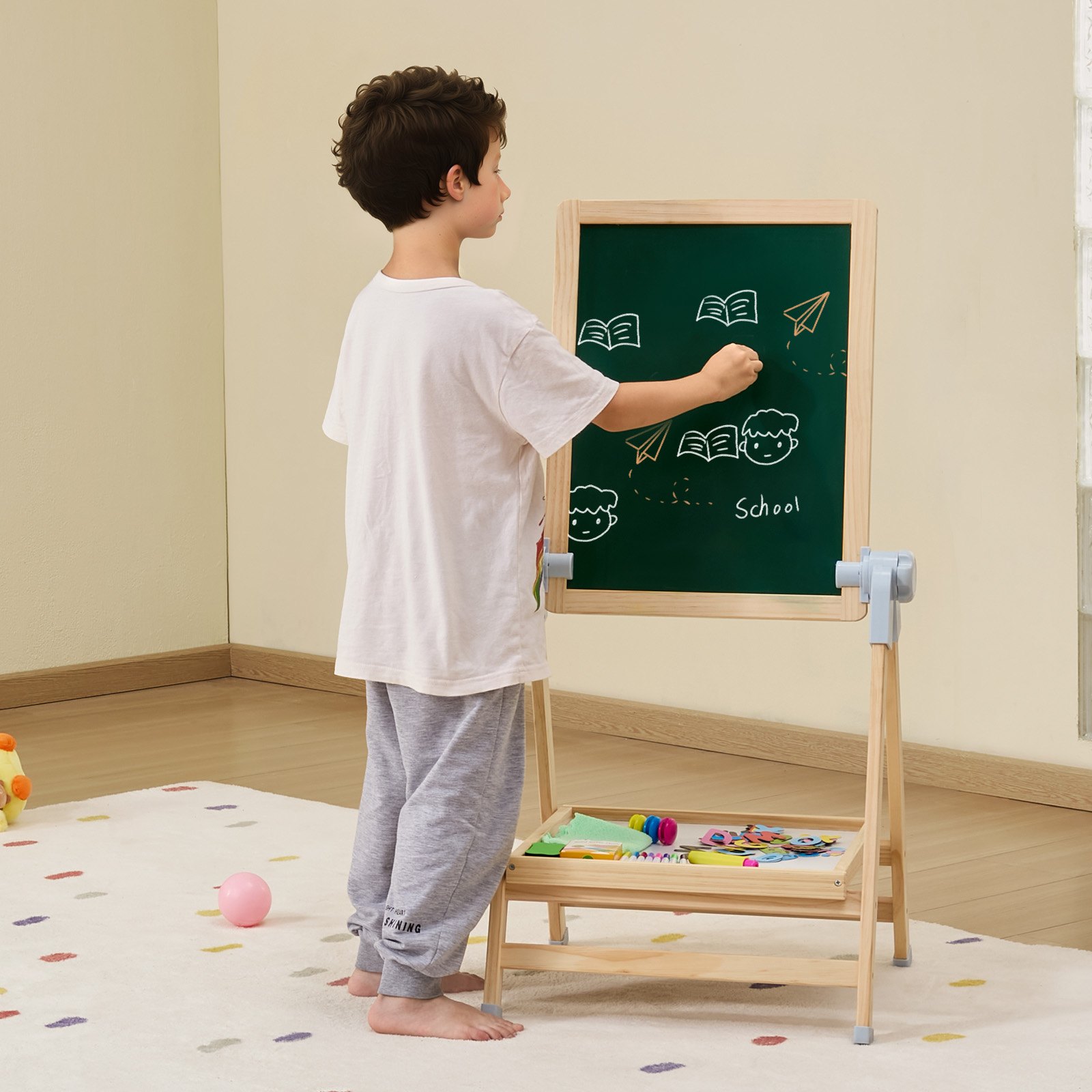 Adjustable Wooden Art Easel & Drawing Desk