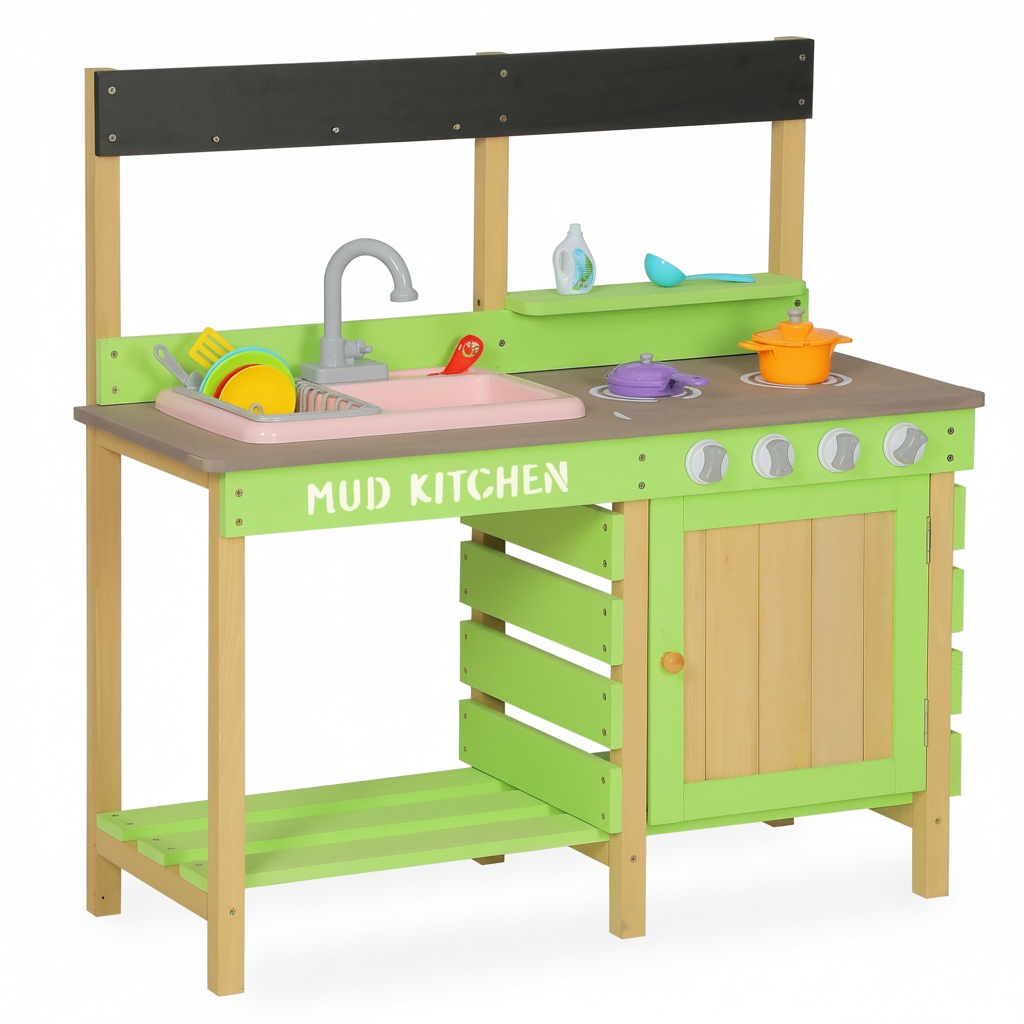 Outdoor Wooden Mud Kitchen — Green