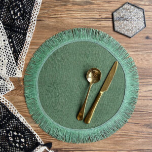 Round Jute Placemat — Green