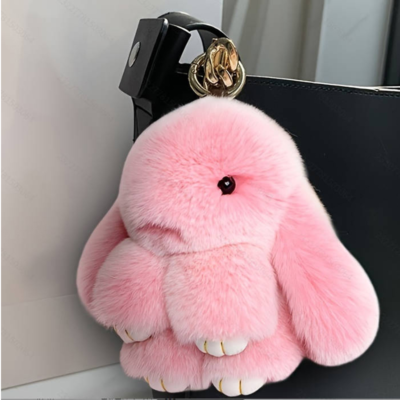 Fluffy Bunny Backpack Charm — Pink