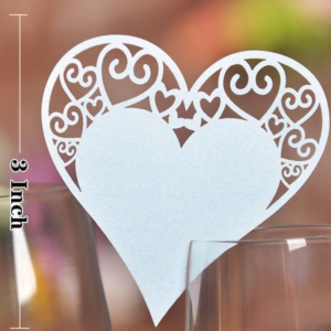 Heart-Shaped Paper Place Cards — White, 50-Pack
